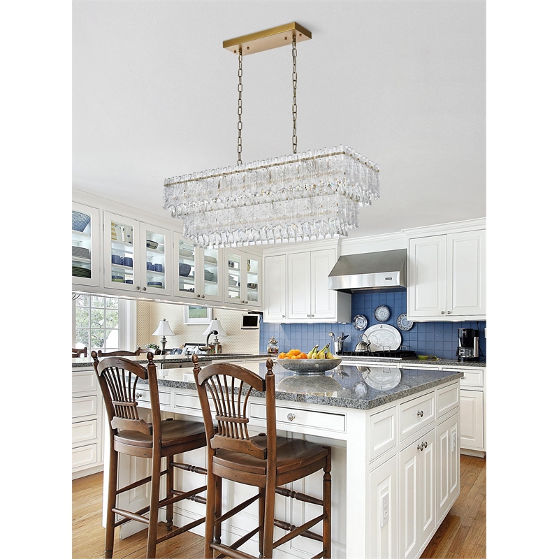 Elegant Lighting Emilia 37 Inch Chandelier In Satin Gold
