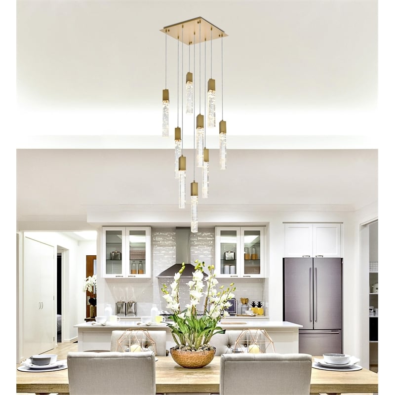 Elegant Lighting Aurora 20 Inch Pendant In Satin Gold
