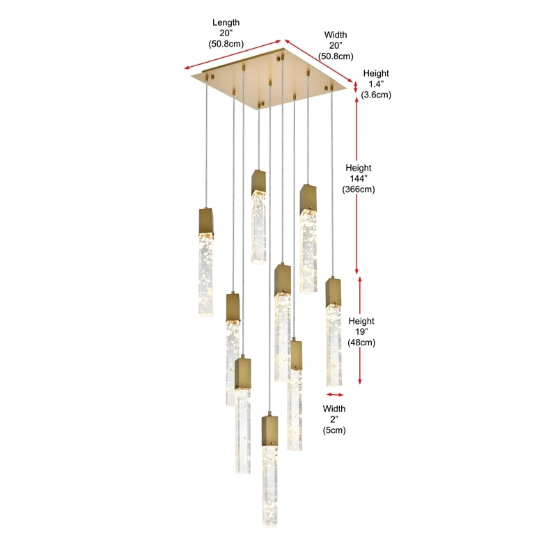Elegant Lighting Aurora 20 Inch Pendant In Satin Gold