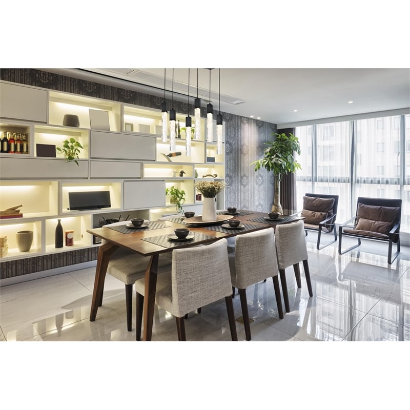 Elegant Lighting Aurora 32 Inch Pendant In Black