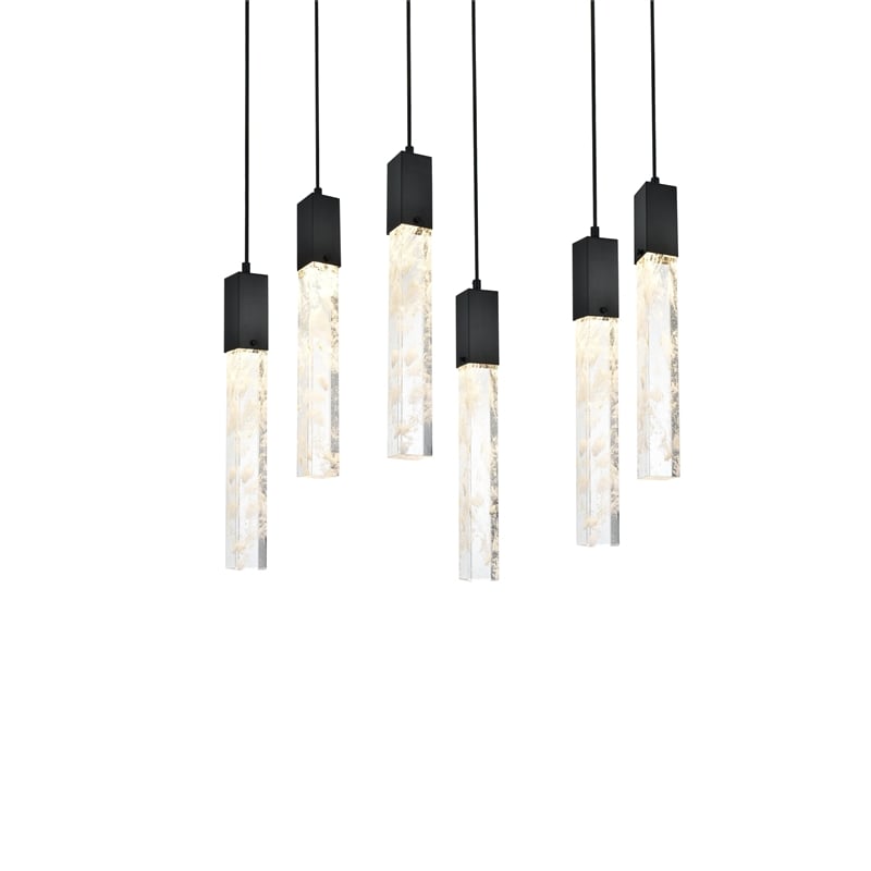 Elegant Lighting Aurora 32 Inch Pendant In Black