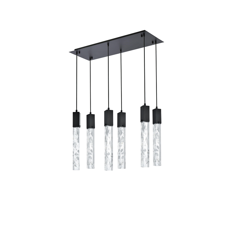 Elegant Lighting Aurora 32 Inch Pendant In Black