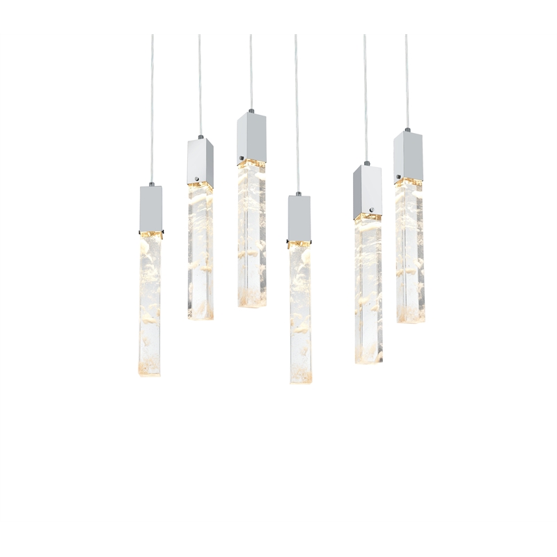 Elegant Lighting Aurora 32 Inch Pendant In Chrome