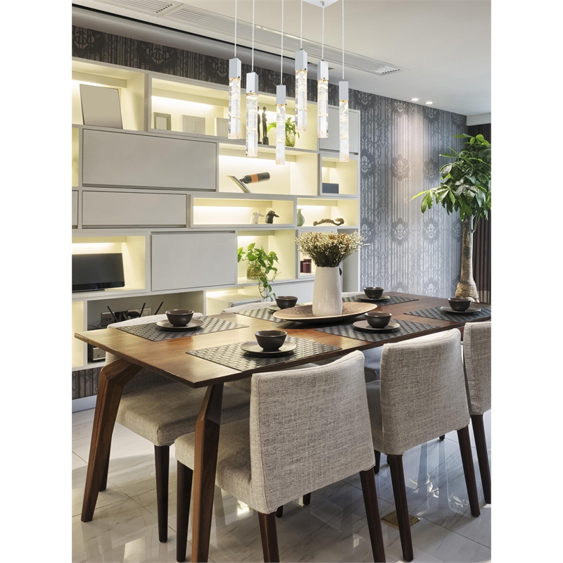 Elegant Lighting Aurora 32 Inch Pendant In Chrome