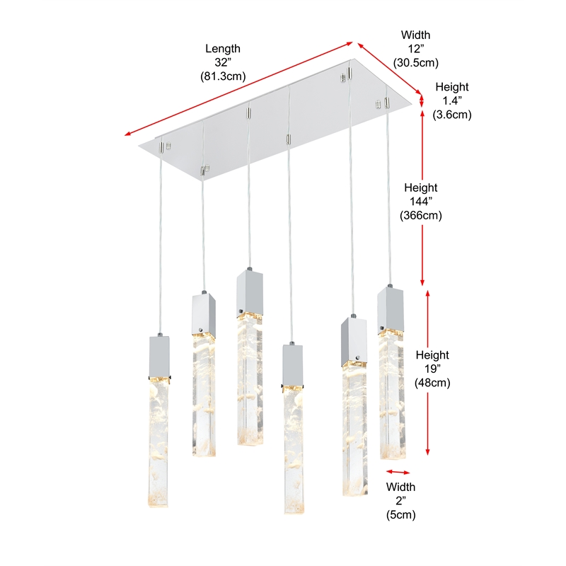 Elegant Lighting Aurora 32 Inch Pendant In Chrome