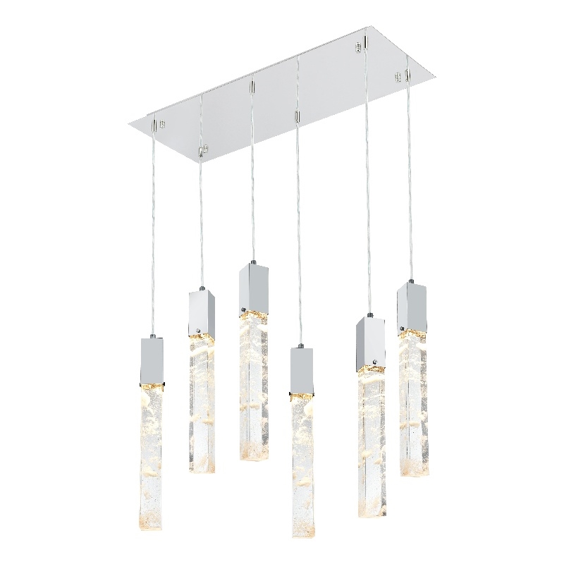 Elegant Lighting Aurora 32 Inch Pendant In Chrome