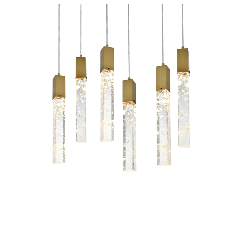 Elegant Lighting Aurora 32 Inch Pendant In Satin Gold