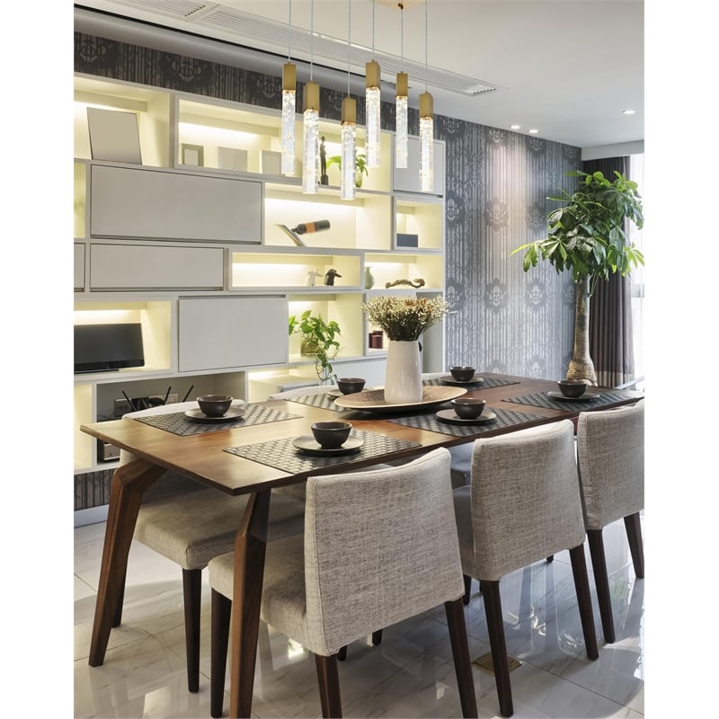 Elegant Lighting Aurora 32 Inch Pendant In Satin Gold