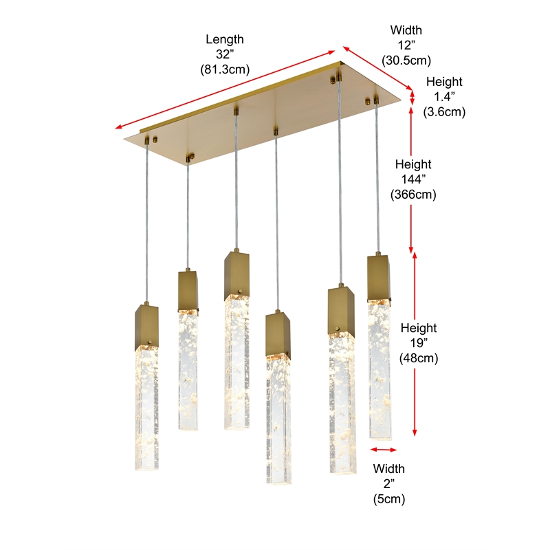 Elegant Lighting Aurora 32 Inch Pendant In Satin Gold