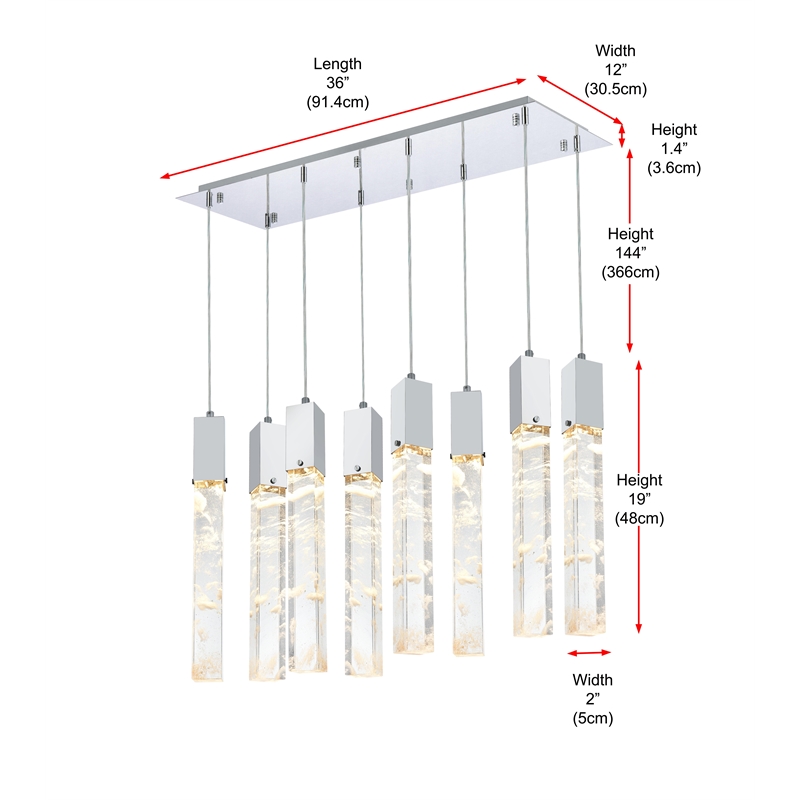 Elegant Lighting Aurora 36 Inch Pendant In Chrome