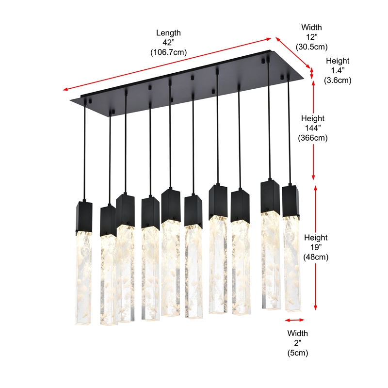 Elegant Lighting Aurora 42 Inch Pendant In Black