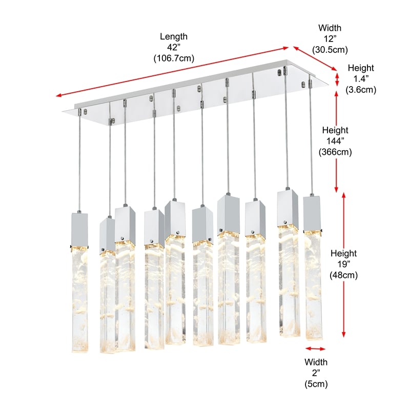 Elegant Lighting Aurora 42 Inch Pendant In Chrome