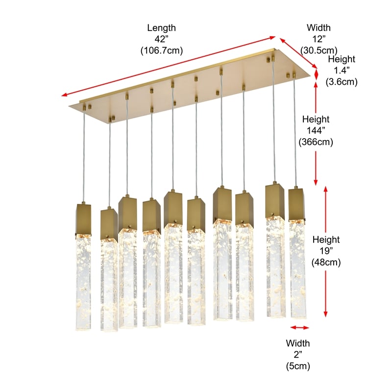 Elegant Lighting Aurora 42 Inch Pendant In Satin Gold
