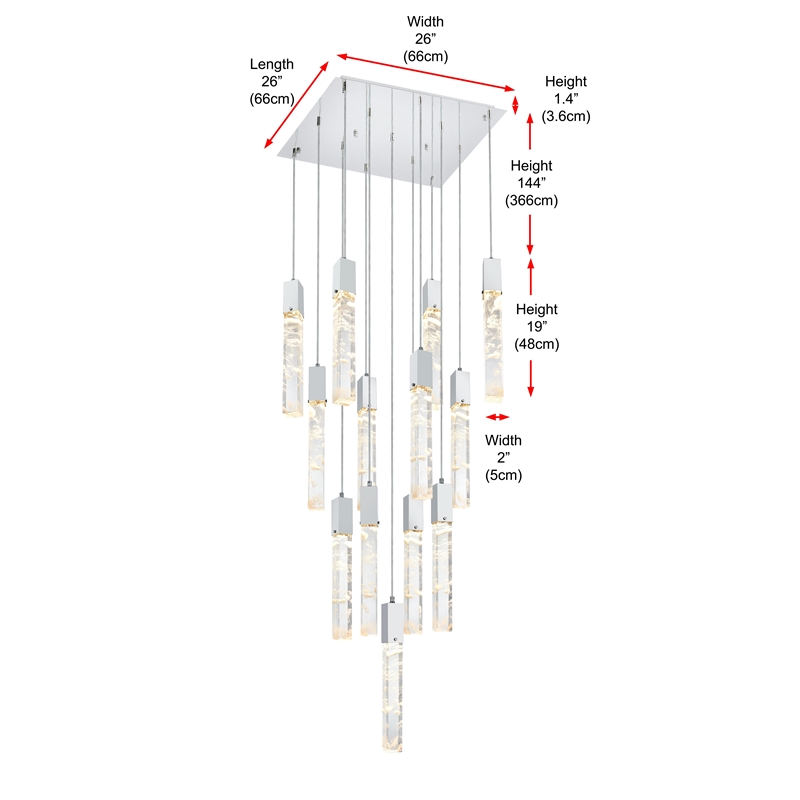 Elegant Lighting Aurora 26 Inch Pendant In Chrome