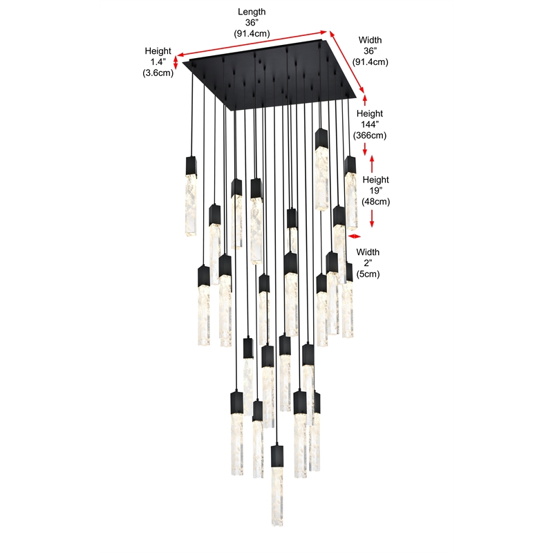 Elegant Lighting Aurora 36 Inch Chandelier In Black