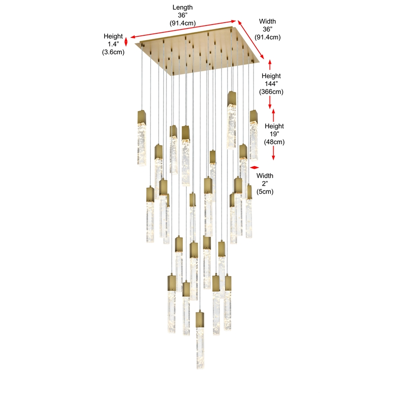 Elegant Lighting Aurora 36 Inch Chandelier In Satin Gold
