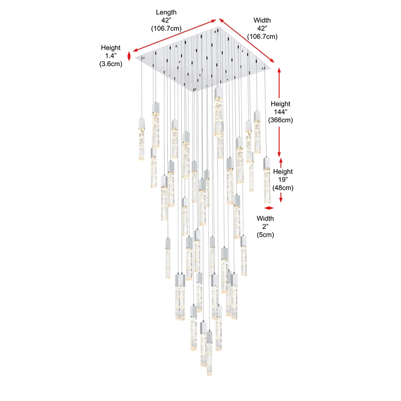 Elegant Lighting Aurora 42 Inch Chandelier In Chrome