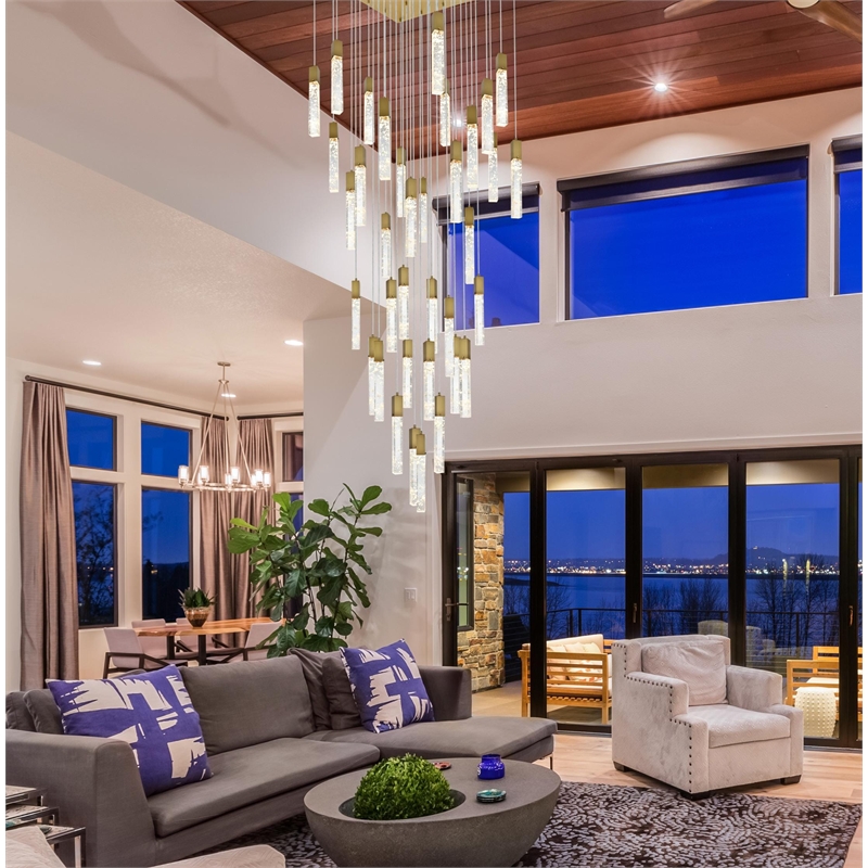 Elegant Lighting Aurora 42 Inch Chandelier In Satin Gold