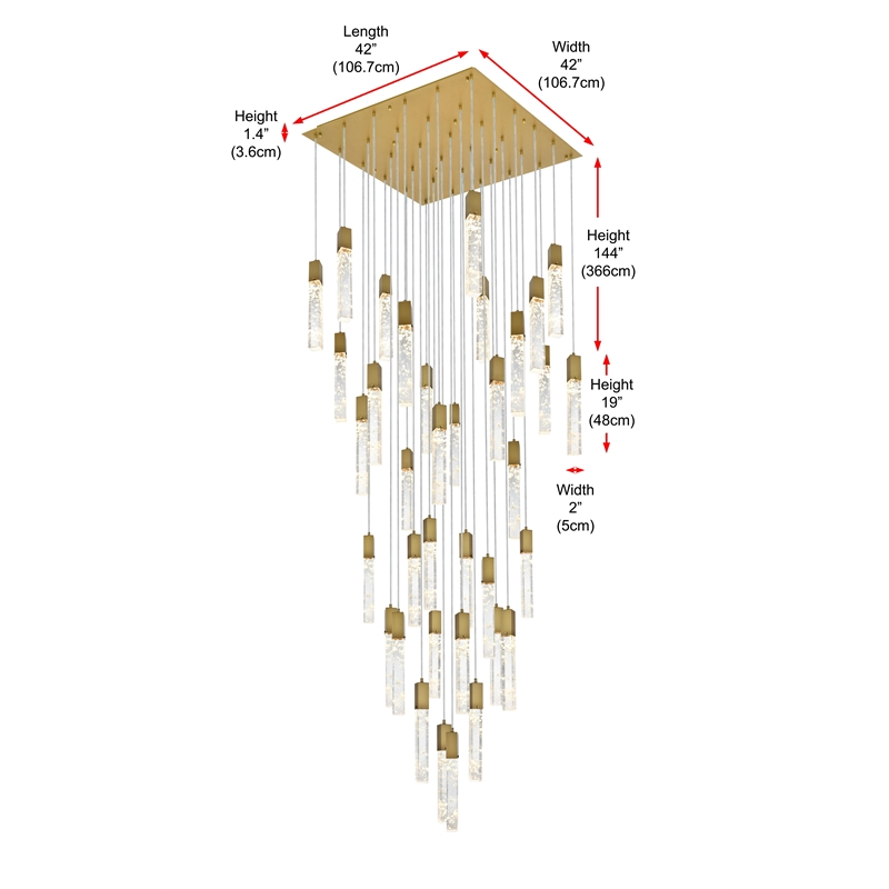 Elegant Lighting Aurora 42 Inch Chandelier In Satin Gold