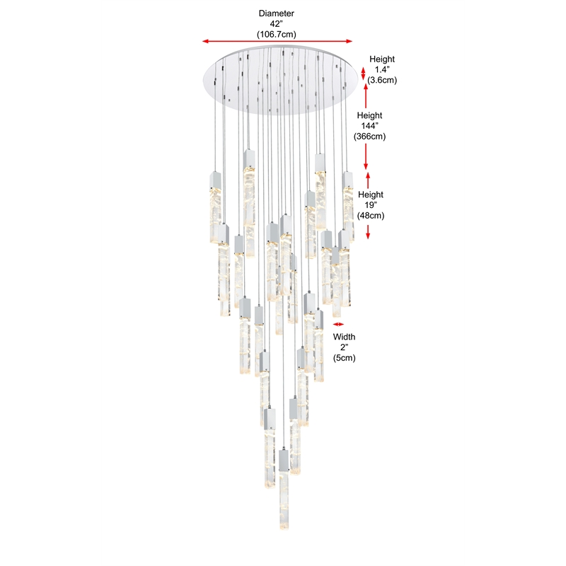 Elegant Lighting Aurora 42 Inch Chandelier In Chrome