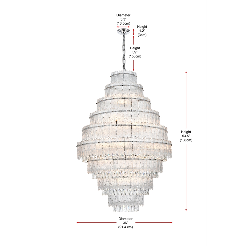 Elegant Lighting Emilia 36 Inch Chandelier In Chrome