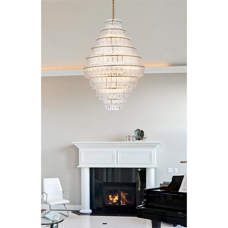 Elegant Lighting Emilia 36 Inch Chandelier In Satin Gold