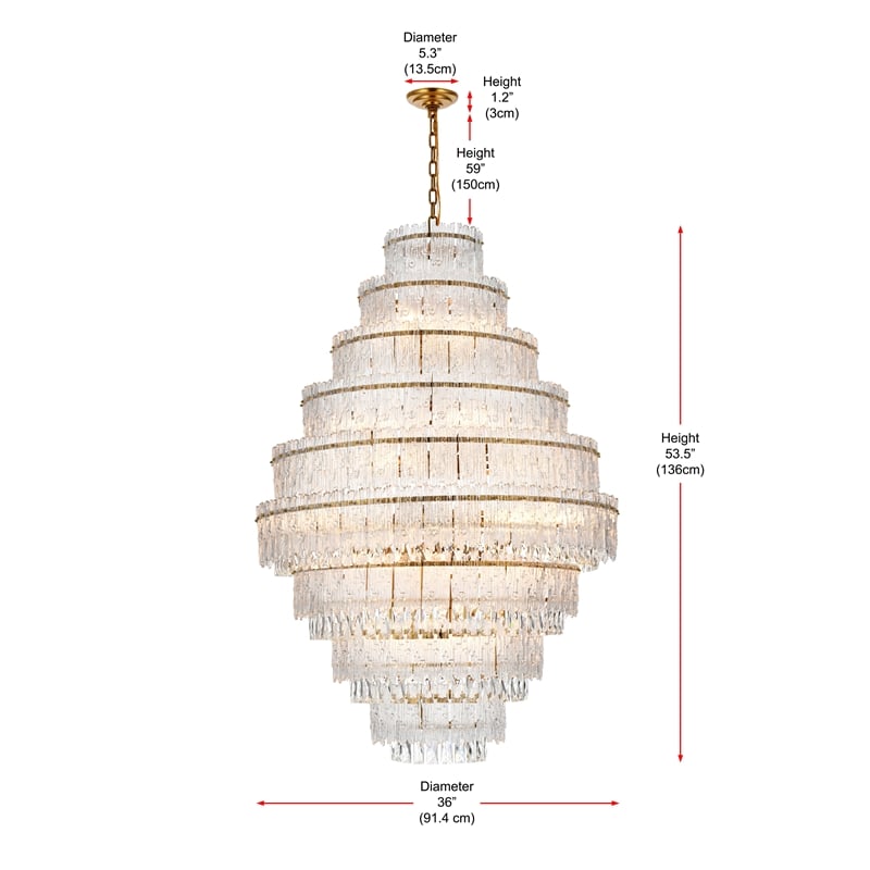 Elegant Lighting Emilia 36 Inch Chandelier In Satin Gold