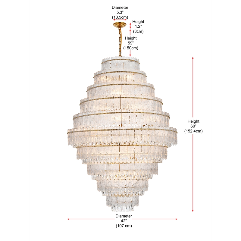 Elegant Lighting Emilia 42 Inch Chandelier In Satin Gold