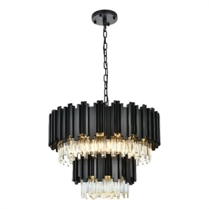 Elegant Lighting Willow 24&quot Chandelier in Black