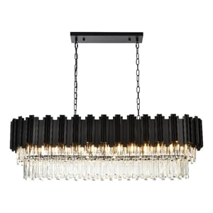 Elegant Lighting Willow 47&quot Rectangular Chandelier in Black