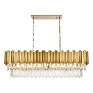 Elegant Lighting Willow 47&quot Rectangular Chandelier in Satin Gold