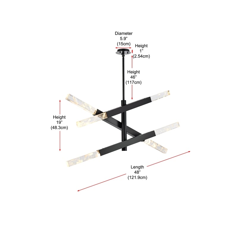 Elegant Lighting Ari 3-Bar Pendant in Black