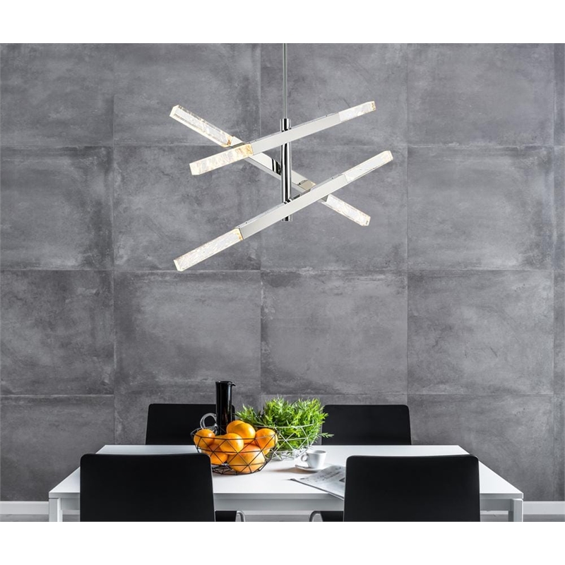 Elegant Lighting Ari 3-Bar Pendant in Chrome