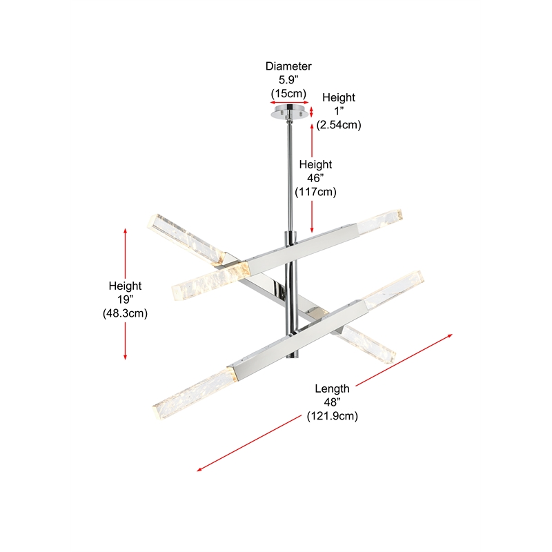 Elegant Lighting Ari 3-Bar Pendant in Chrome