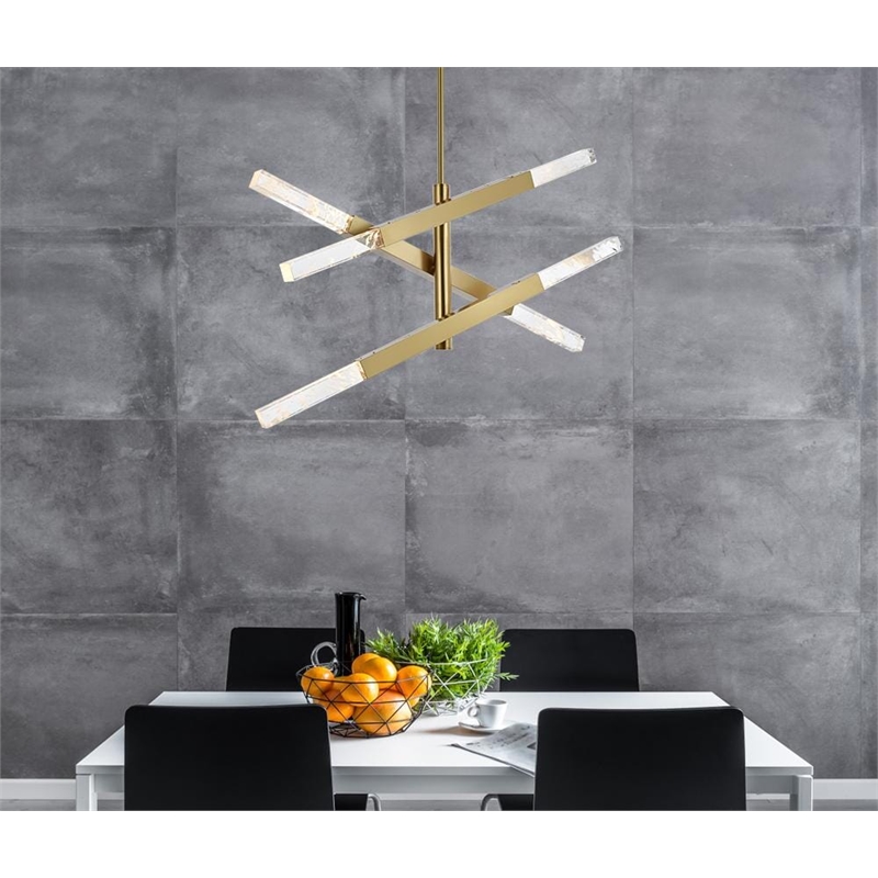 Elegant Lighting Ari 3-Bar Pendant in Satin Gold