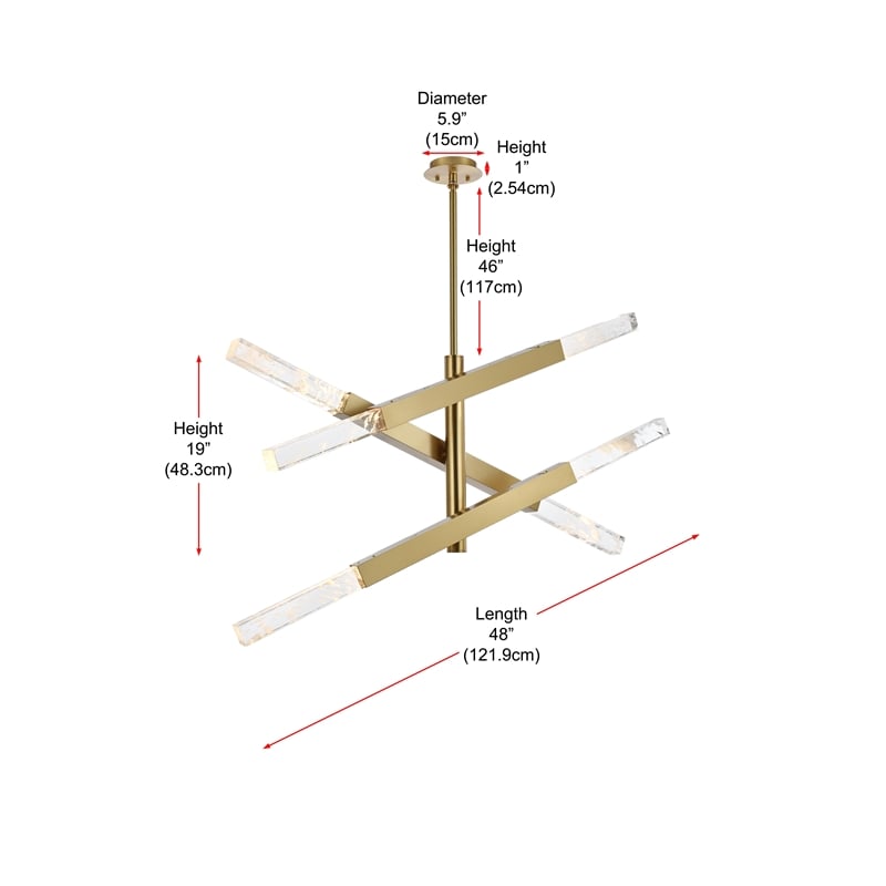 Elegant Lighting Ari 3-Bar Pendant in Satin Gold