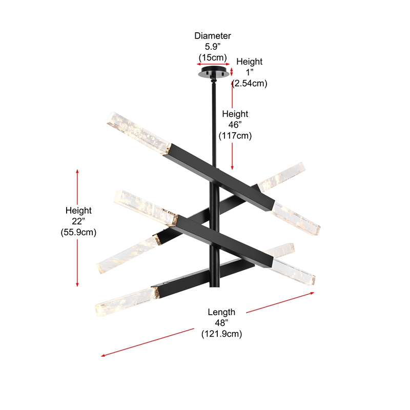 Elegant Lighting Ari 4-Bar Pendant in Black