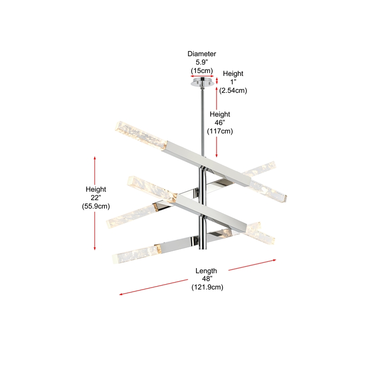 Elegant Lighting Ari 4-Bar Pendant in Chrome
