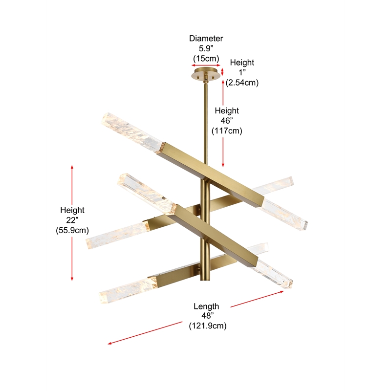 Elegant Lighting Ari 4-Bar Pendant in Satin Gold