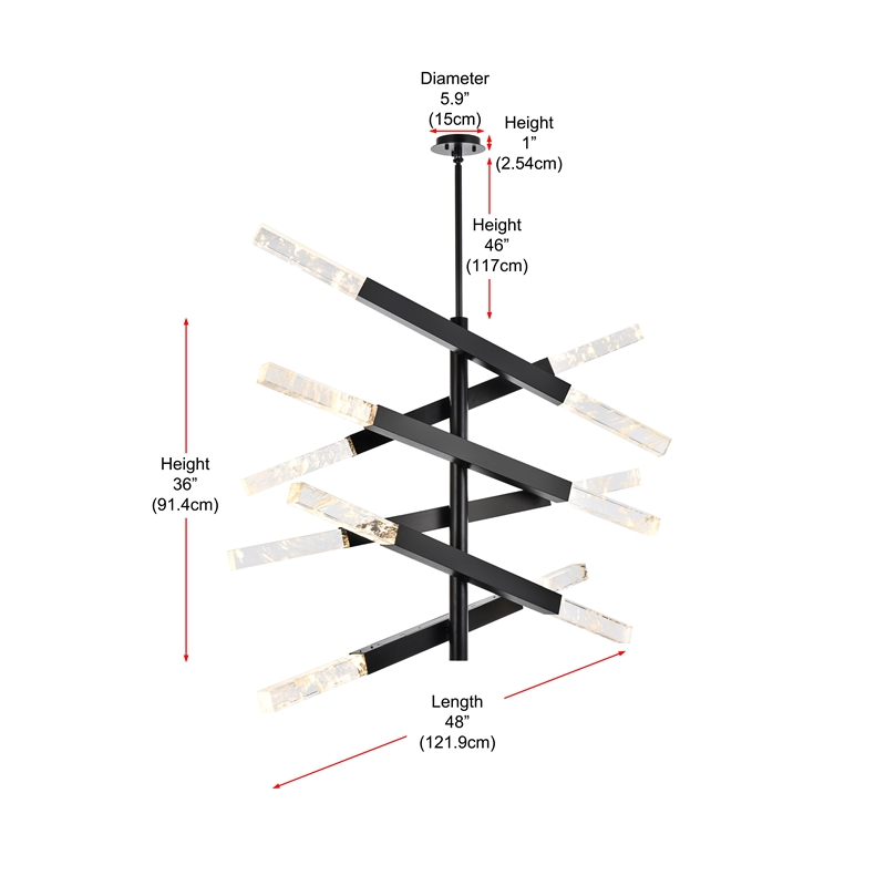 Elegant Lighting Ari 6-Bar Pendant in Black