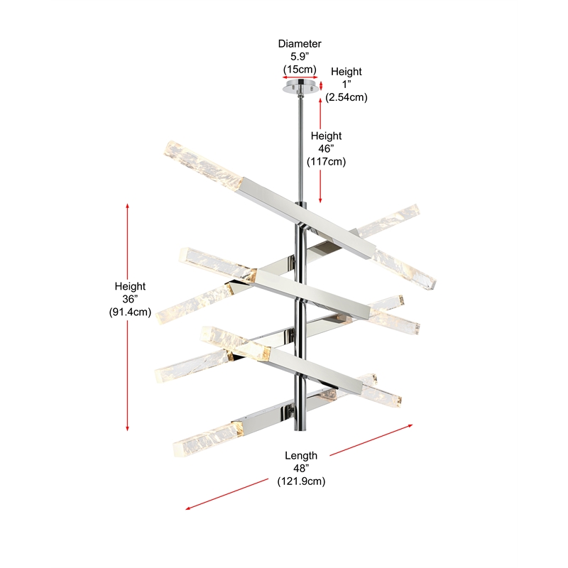 Elegant Lighting Ari 6-Bar Pendant in Chrome