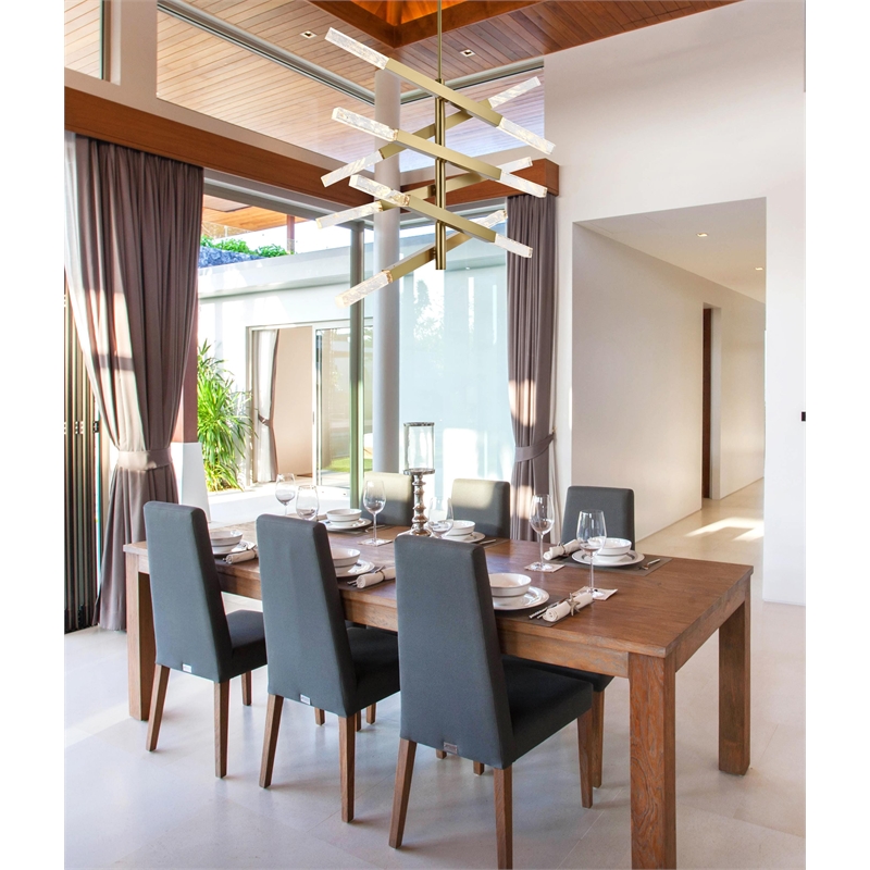 Elegant Lighting Ari 6-Bar Pendant in Satin Gold