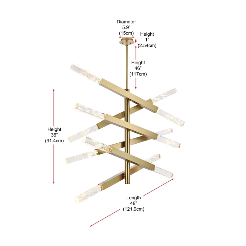 Elegant Lighting Ari 6-Bar Pendant in Satin Gold