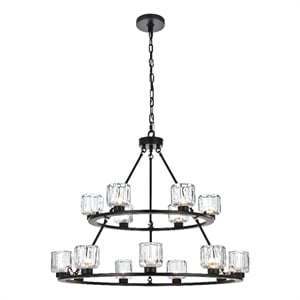 Elegant Lighting Cadence 36&quot Two-Tier Chandelier in Black