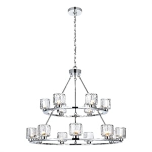 Elegant Lighting Cadence 36&quot Two-Tier Chandelier in Chrome