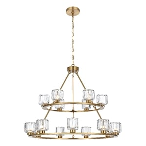 Elegant Lighting Cadence 36&quot Two-Tier Chandelier in Satin Gold