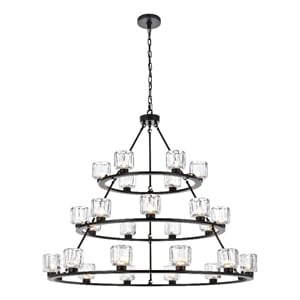 Elegant Lighting Cadence 48&quot Three-Tier Chandelier in Black