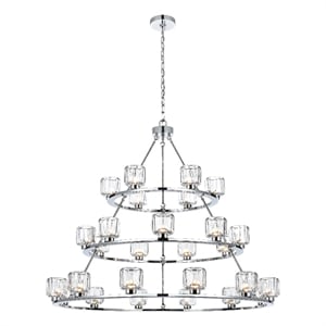 Elegant Lighting Cadence 48&quot Three-Tier Chandelier in Chrome