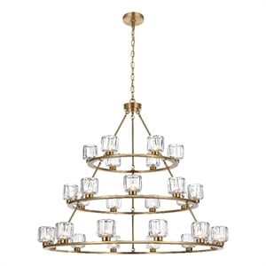 Elegant Lighting Cadence 48&quot Three-Tier Chandelier in Satin Gold