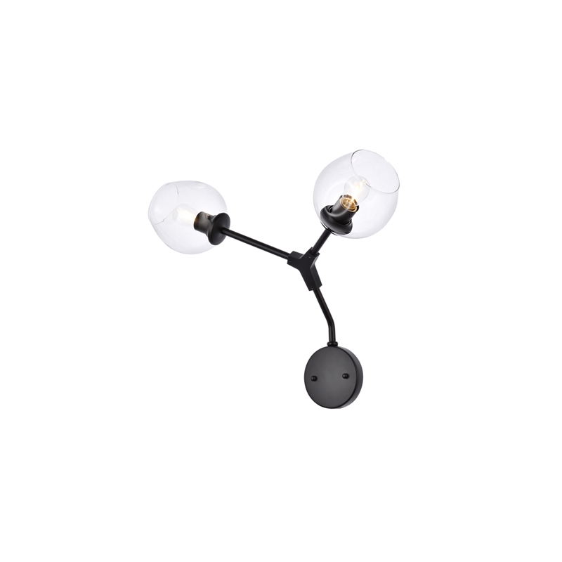 Elegant Lighting Cavoli 2 Lights Black Wall Sconce